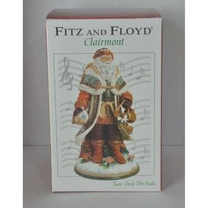 FITZ AND FLOYD Clairmont Musical Santa Tune "DECK THE HALLS" w/original box EUC